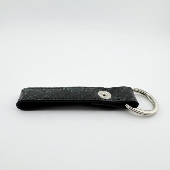 Graphic Image Keychain Strap Black Faux Snakeskin Pattern with Logo Accent - Picture 5 of 10